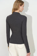 Lyra top met geplooide details en een geaccentueerde taille van een wolmix