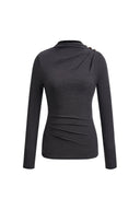 Lyra top met geplooide details en een geaccentueerde taille van een wolmix