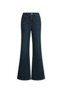 Lyra Pocket Detail Slim Flare Jeans in Stretch Denim