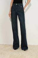 Lyra Pocket Detail Slim Flare Jeans in Stretch Denim