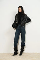 Lyra Pocket Detail Slim Flare Jeans in Stretch Denim