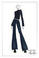 Lyra Pocket Detail Slim Flare Jeans in Stretch Denim