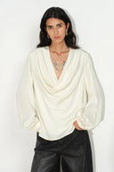 Madrid Draped Shoulder Pad Blouse