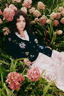 Maëlys Hand Embroidery Textured Cardigan in Wool Cotton Blend