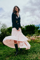 Maëlys Hand Embroidery Textured Cardigan in Wool Cotton Blend
