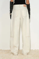Manon Contrast Stitch Deconstructed Barrel Jeans in Cotton Denim