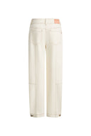 Manon Contrast Stitch Deconstructed Barrel Jeans in Cotton Denim