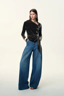 Manon Seams Soft Barrel Leg Jeans in Cotton Denim