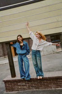 Manon Seams Soft Barrel Leg Jeans in Cotton Denim