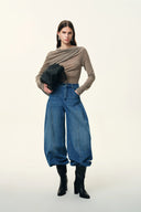 Manon Seams Soft Barrel Leg Jeans in Cotton Denim