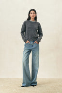 Maris Metal Embellished Straight Leg Jeans in Cotton Denim