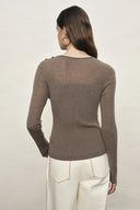 Mariselle Crew-Neck Fitted Long Sleeve Top in Merino Wool Knit