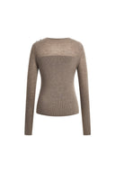 Mariselle Crew-Neck Fitted Long Sleeve Top in Merino Wool Knit