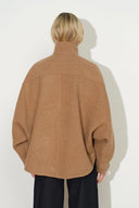 Marlis Camel Cocoon Cropped Coat in 100% Wool