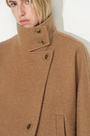 Marlis Camel Cocoon Cropped Coat in 100% Wool