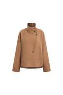 Marlis Camel Cocoon Cropped Coat in 100% Wool