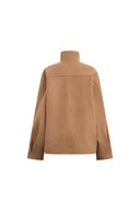Marlis Camel Cocoon Cropped Coat in 100% Wool