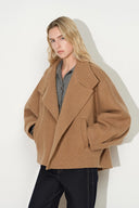 Marlis Camel Cocoon Cropped Coat in 100% Wool
