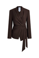 Marora Wrap Look Cinched Blazer in Wool Blend