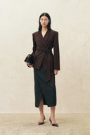 Marora Wrap Look Cinched Blazer in Wool Blend