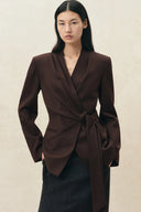 Marora Wrap Look Cinched Blazer in Wool Blend