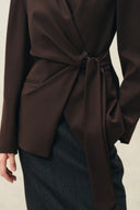 Marora Wrap Look Cinched Blazer in Wool Blend
