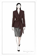Marora Wrap Look Cinched Blazer in Wool Blend