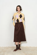 Maura Sculpted Belted Midi Skirt in Faux Suede