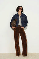 Maya Leather Patchwork Jacket in Raw Tencel Denim
