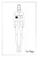 Maya Leren patchwork jas in raw tencel denim