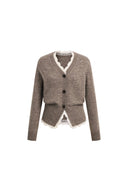 Mckenna Faux Layered Lace Panel Cardigan in Alpaca Blend