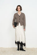 Mckenna Faux Layered Lace Panel Cardigan in Alpaca Blend