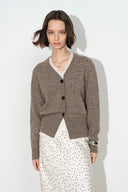 Mckenna Faux Layered Lace Panel Cardigan in Alpaca Blend