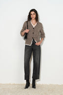 Mckenna Faux Layered Lace Panel Cardigan in Alpaca Blend