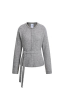 Megan Crystal Embellished Belted Cardigan in Wool Blend