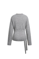 Megan Crystal Embellished Belted Cardigan in Wool Blend