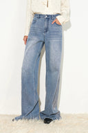 Mia Ombré Crystal Embellished Jeans in Cotton Denim