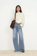 Mia Ombré Crystal Embellished Jeans in Cotton Denim