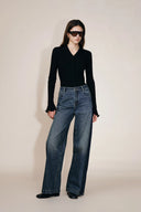 Mia Two Tone Panel Jeans in Cotton Denim