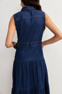 Mila Pocketed Tiered Dress in Cotton Denim