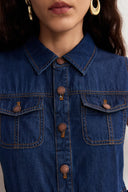 Mila Pocketed Tiered Dress in Cotton Denim