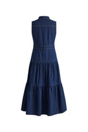 Mila Pocketed Tiered Dress in Cotton Denim