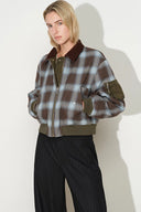 Minka Reversible Quilted Plaid Bomber Jacket in Cotton Blend