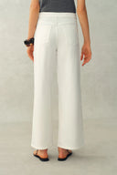 Mix Front Patch-Pocket Ankle Pants In Stretch Cotton Blend