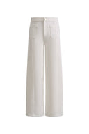 Mix Front Patch-Pocket Ankle Pants In Stretch Cotton Blend