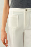 Mix Front Patch-Pocket Ankle Pants In Stretch Cotton Blend