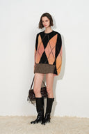 Maglione Monica con motivo argyle sfumato mélange in misto alpaca