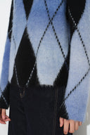 Monica Space Dyed Gradient Argyle Sweater in Alpaca Blend