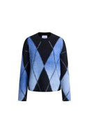 Monica Space Dyed Gradient Argyle Sweater in Alpaca Blend