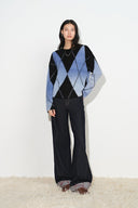 Monica Space Dyed Gradient Argyle Sweater in Alpaca Blend